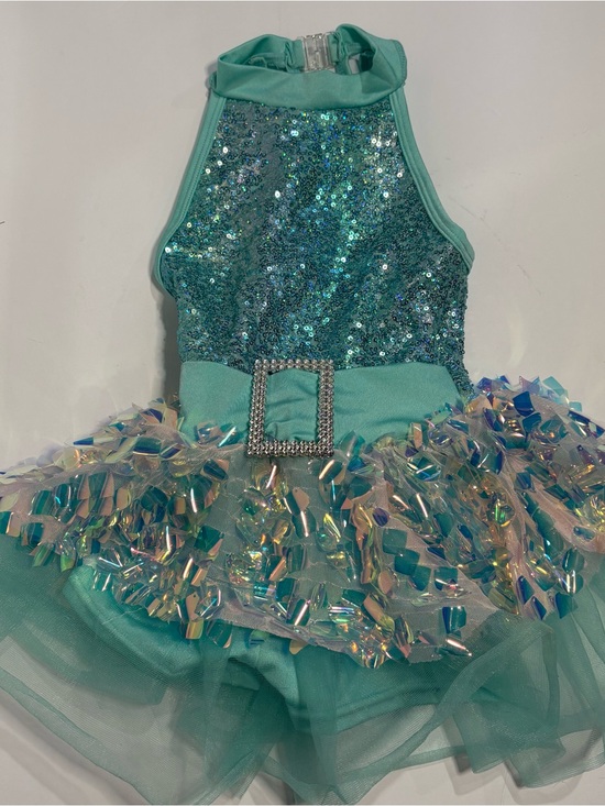 Gracie Other - Gracie Girls Dance Costume SC Small Blue Sequin Shorts Tutu 18-24 Mo/ 2T